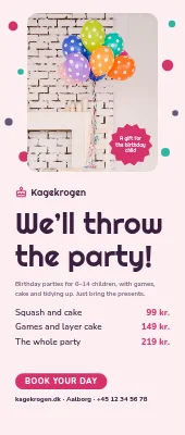 Kids’ party roll-up — we’ll throw the party
