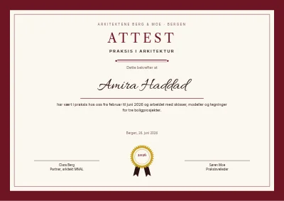 Praksisattest — arkitektkontor