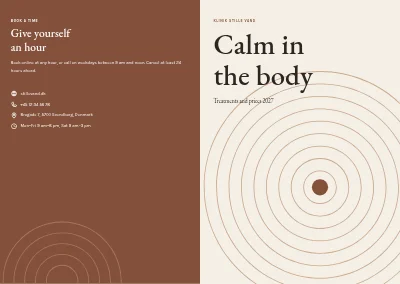 Cover of Treatments and prices for a massage clinic – 12 pages