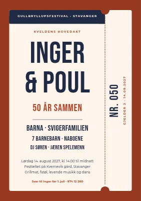 Gullbryllup — festivalbillett med line-up