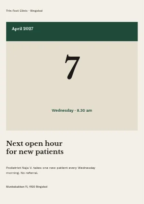 Podiatrist with an open Wednesday in Ringsted