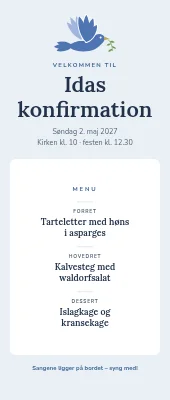 Roll-up til konfirmation — velkommen og menu