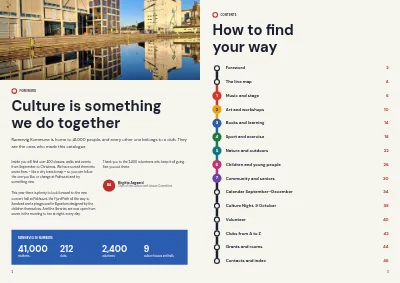 Pages 2–3 of Culture and leisure catalogue for a municipality – 48 pages