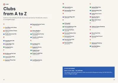 Pages 42–43 of Culture and leisure catalogue for a municipality – 48 pages