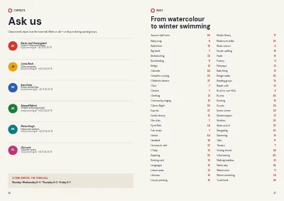 Pages 46–47 of Culture and leisure catalogue for a municipality – 48 pages