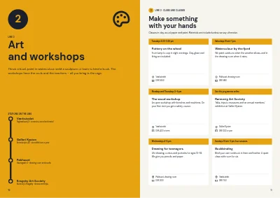 Pages 10–11 of Culture and leisure catalogue for a municipality – 48 pages