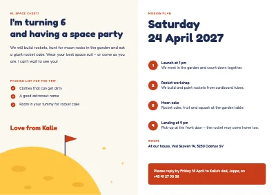 Page 2 of Space party for a sixth birthday