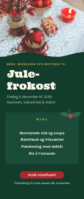Roll-up til firmaets julefrokost — menu og program