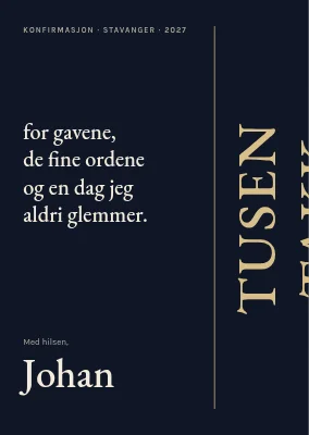 Takkekort — stående gulltakk på svart