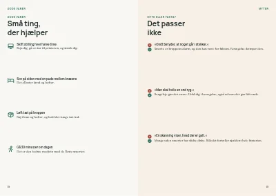 Side 18–19 af Patientguide for fysioterapiklinik – 24 sider