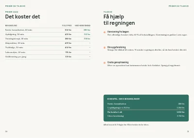 Side 20–21 af Patientguide for fysioterapiklinik – 24 sider