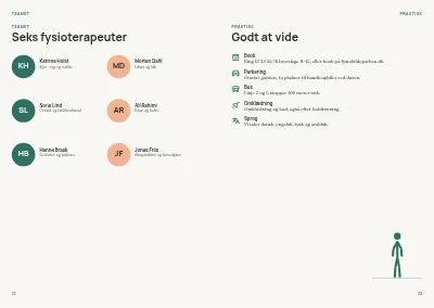 Side 22–23 af Patientguide for fysioterapiklinik – 24 sider