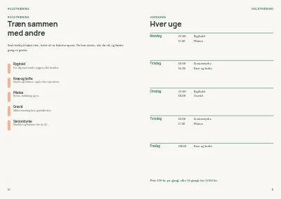 Side 10–11 af Patientguide for fysioterapiklinik – 24 sider