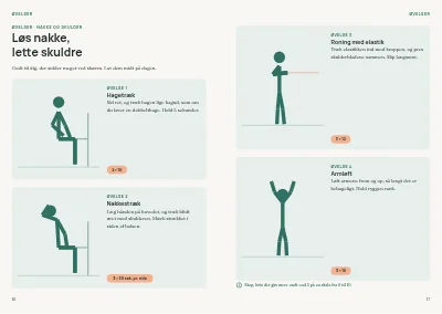 Side 16–17 af Patientguide for fysioterapiklinik – 24 sider