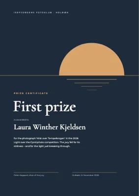 Prize certificate — photo competition