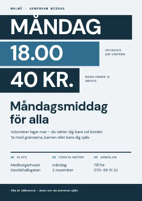 Samhällsmiddag — måndagssupé för alla