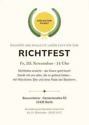 Richtfest in Nordvest — Einladung