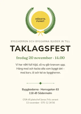 Taklagsfest i Nordvest — inbjudan
