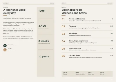 Pages 2–3 of Kitchen and bathroom showroom catalogue – 64 pages