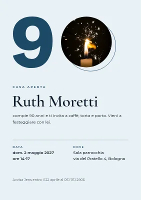 90° compleanno — open house con una stella filante scintillante
