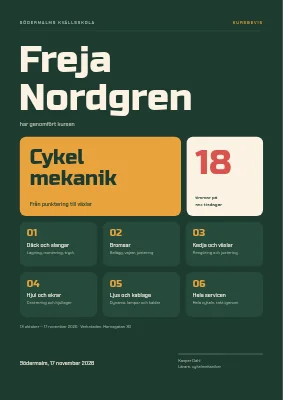 Kursintyg — cykelmekanik