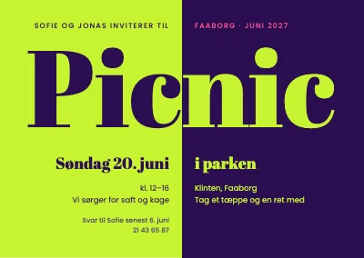 Picnic i parken — invitation