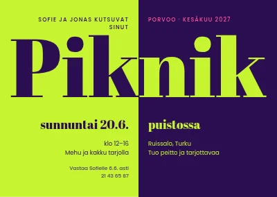 Piknik puistossa — kutsu