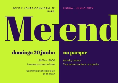 Piquenique no parque — convite
