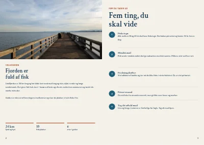 Side 2–3 af Guide til lystfiskeri i fjorden – 20 sider