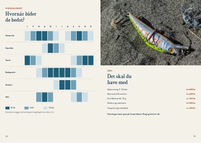 Side 14–15 af Guide til lystfiskeri i fjorden – 20 sider