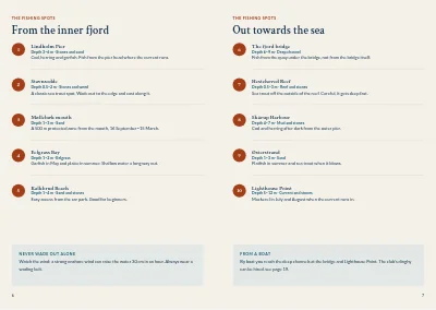 Pages 6–7 of Guide to angling in the fjord – 20 pages