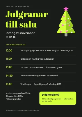 Julgransförsäljning — scouternas öppningsdag