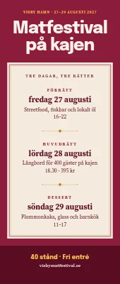 Roll-up för matfestival — programmet som en meny