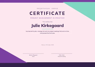 Course certificate — project management