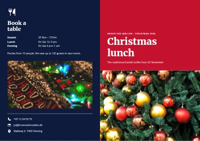 Christmas lunch: menu and booking