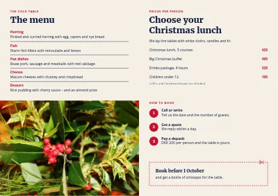 Pagina 2 van Christmas lunch: menu and booking