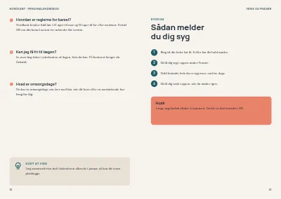 Side 18–19 af Personalehåndbog for mellemstor virksomhed – 64 sider
