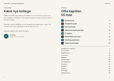 Side 2–3 af Personalehåndbog for mellemstor virksomhed – 64 sider