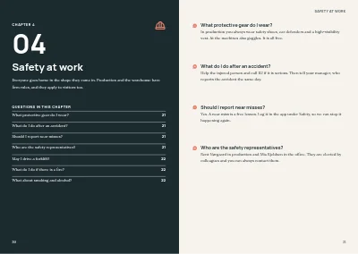 Pages 20–21 of Staff handbook for a mid-size company – 64 pages