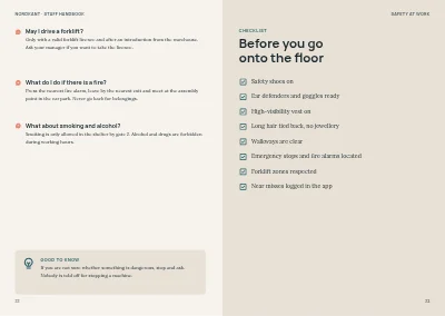 Pages 22–23 of Staff handbook for a mid-size company – 64 pages