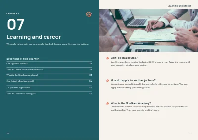 Pages 32–33 of Staff handbook for a mid-size company – 64 pages