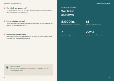 Pages 34–35 of Staff handbook for a mid-size company – 64 pages