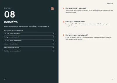 Pages 36–37 of Staff handbook for a mid-size company – 64 pages