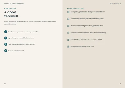 Pages 48–49 of Staff handbook for a mid-size company – 64 pages