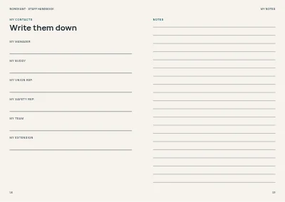 Pages 58–59 of Staff handbook for a mid-size company – 64 pages