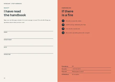 Pages 62–63 of Staff handbook for a mid-size company – 64 pages