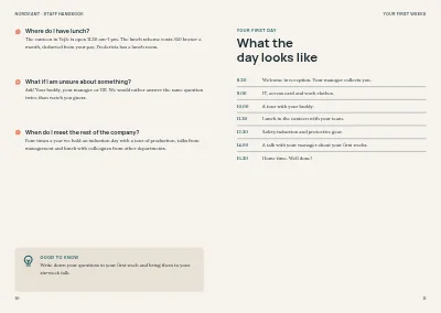 Pages 10–11 of Staff handbook for a mid-size company – 64 pages