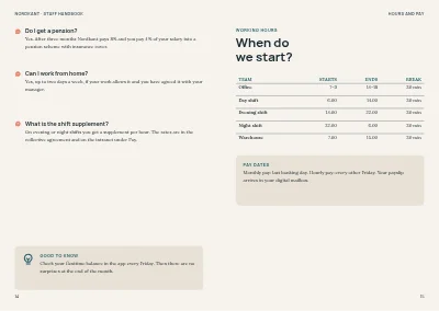 Pages 14–15 of Staff handbook for a mid-size company – 64 pages