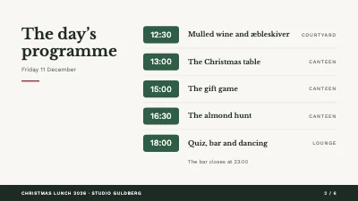 Page 2 of Christmas lunch — programme
