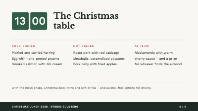 Page 3 of Christmas lunch — programme